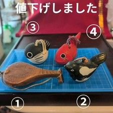Biwa Clay Bell of Hoichi Earless Legend Folk Art Vintage Rare Set of 4 picture