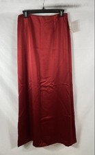 Vintage Carmen Marc Valvo Women's Red Lacquer Satin Formal Maxi Skirt Sz 10 NWT picture