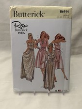 Butterick B6914 Retro 1980s V Neck Dress Straps Robe Jacket Sewing Pattern 6-14 picture