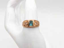 Antique 1890s $4000 1ct Colombian Emerald Diamond 14k Rose Gold 9mm Mens Ring picture