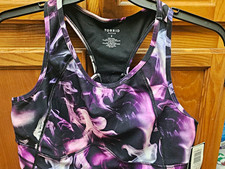 Torrid Active Sports Bra 2XL Black/Purple Smoke Racerback Low Support Wireless picture