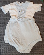 Vintage 1960s HoneySuckle Baby Infant 9M Blue And White Romper Outfit   picture