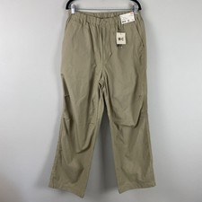 Uniqlo Wide Parachute Pants Mens Large Wide Fit Beige Elastic Waist picture
