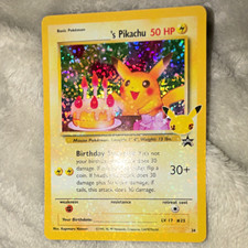 Pokemon TCG Birthday Pikachu 24 Holo 50 HP English 1995 Basic Pokemon Card picture