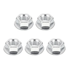 PATIKIL M14x1.5mm Serrated Flange Hex Lock Nuts, 5Pcs M14x1.5mm, Silver picture