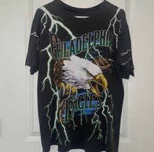 Vintage 1993 Philadelphia Eagles Lightning Bolt American Thunder T-Shirt 90s L picture