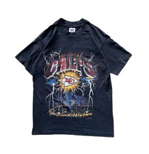 Vtg Kansas City Chiefs Football Team Lightning 90s Black T shirt HN8547 picture