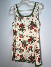 Cider NWT Strawberry Print Lace Trim Mini Dress Women’s L Cottagecore Coquette picture