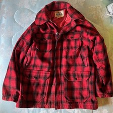 Vintage Woolrich Red Black Plaid Wool Jacket Style 523 Quilted Lining Read Desc picture