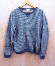 Club Monaco XL Gray Checkered 80s Y2K Sweater Cotton Knit Crew Neck Pullover  picture