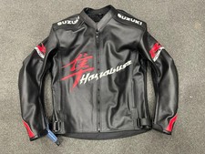 Suzuki Motorcycle Leather Jacket Men Riding Biker Jacket CE Armor Vintage Racing picture
