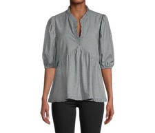 Harshman Aiya Blouse Navy Houndstooth Check Plus 3X NWT Cotton Wool picture