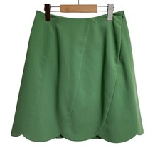 FOXEY NEW YORK Flower Petal Scallop Skirt 32352 Size 40 Green Women USED picture