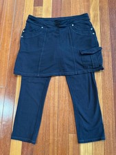 Athleta 2 in 1 Capri Leggings with Skort Black Travel or Sporty Pants Sz Small picture