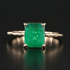 GIA Certified 2.13ct Natural Zambian Emerald Solitaire Ring 14K Gold Sz 7.25  picture