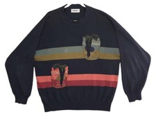 Iceberg VTG 90s Knit Cotton Sweater Paint Cans Mens Size VI (2XL) Oversized Boxy picture