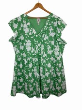 Anthropologie LEA Cotton Boho Floral V-Neck Babydoll Cottage Peasant Dress 3X picture
