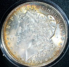 1888 P Morgan Silver Dollar Choice BU Uncirculated Rainbow Toned Toner picture