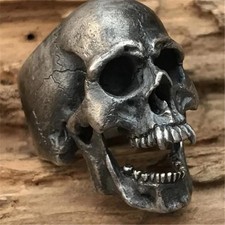 Men's Stainless Steel Unique Gothic Skull Ring Biker Punk Retro Biker Motorcycle picture
