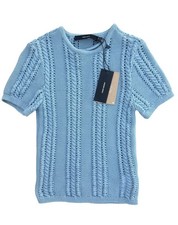 Vero Moda Nora Sweater Top S NWT Blue Cable Knit Short Sleeve VMNORA SS picture
