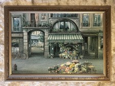 Paris French Flower Shop Dominique Framed Wall Art Ornate Vintage Frame 25x35 picture