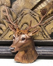 Dear Head w/ Antlers Victorian DIe Cut Scrap - L7 picture