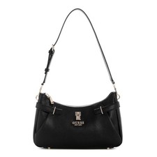 $108. GUESS Yesba Adjustable Small Shoulder Bag Black Gold picture