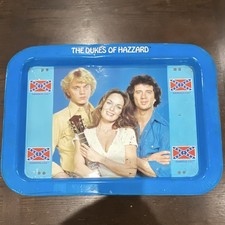 Vintage 1981 The Dukes of Hazzard Metal TV Tray General Lee Folding Legs Blue picture