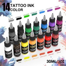 14 Colors Tattoo Ink Set 1oz Pigment Body Art Semi Permanent Makeup Kit picture
