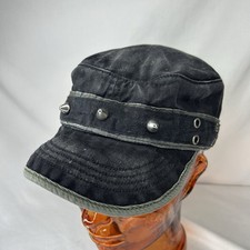 Tripp NYC Cadet Cap Studded Distressed Faded Black Spikes Y2K Size S/M Vintage picture