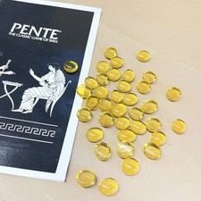 Vintage 1983 Pente Replacement Game Pieces Yellow Glass Craft - 37 STONES ONLY picture