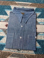 1950s Washington Dee Cee Sanfordized Chambray Shirt XL Deadstock Big Size 17 picture