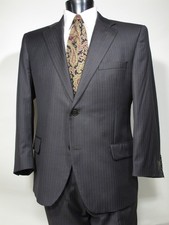 Coppley Suit 43 44 Short Brown Pinstripe Made in Canada. Ermenegildo Zegna Tie picture