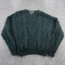 Vintage Skye Naturally Sweater Mens XL Green Wool Cable Knit Made in England picture