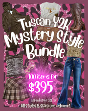 Mega Box Lot - 100 Piece Tuscan Y2K Mystery Style Clothing Shoe Accessory Bundle picture