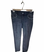 Chico's Platinum Jeans Size 0 Rhinestone Embellished Dark Wash Skinny picture