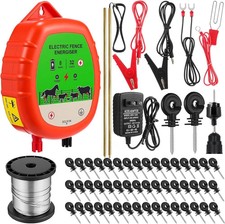 8 Mile Electric Fence Kit for Livestock, 12Kv 2J Electric Fence Charger 50 Black picture