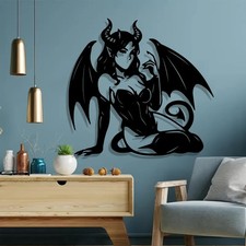 Gothic Winged Woman Metal Wall Art, Dark Fantasy Vampire Home Decor picture