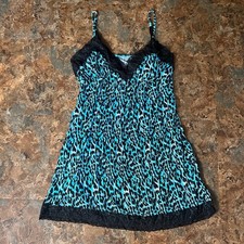 George Sleeveless Nightgown Women Size Large Blue Leopard Sleeveless Pajamas Pjs picture