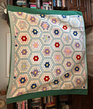 Vintage Handmade Grandmother’s Flower Garden Quilt picture