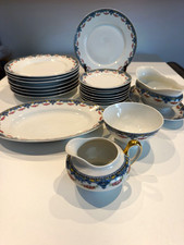 Antique French Limoges U.C. Porcelain Dinner Set (20), Draped Roses, 1900-1920 picture