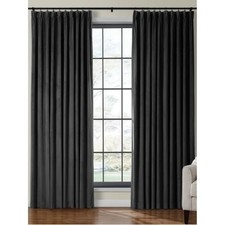 TWOPAGES Birkin Velvet Curtain Pleated Black NWT (2) Panels 52Wx102L picture
