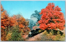 Vintage Postcard Steamtown U.S.A. Steam Train Autumn Foliage Bellows Falls VT picture