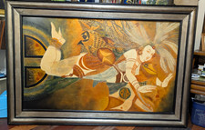 Vintage Mid-Century Modern/Art Deco Style Yunnan School Figural Painting – Frame picture