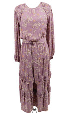 Anthropologie Current Air Tiered Maxi Long Sleeve Dress Womens Small Purple New picture