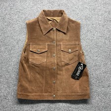 Agapo Collection Genuine Leather Suede Vest Small Brown Western Unisex NWT picture