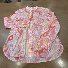 Talbots Shirt Womens Petite MP Multicolor Cotton Paisley Button Long Sleeve picture