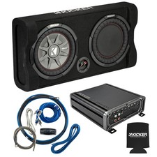 Kicker 47TRTP102 Thin Down Firing Sub Box and 46CXA400.1 Amp and Wiring Kit picture