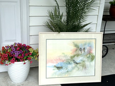RARE GAY JENSEN Hawaiian Hawaii BIRD PAINTING Signed, Dated 1995 with Provenance picture