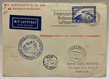 1929 GERMANY GRAF ZEPPELIN COVER #C36 DELAYED DUE CANCEL OF THE 1st AMERICA TRIP picture